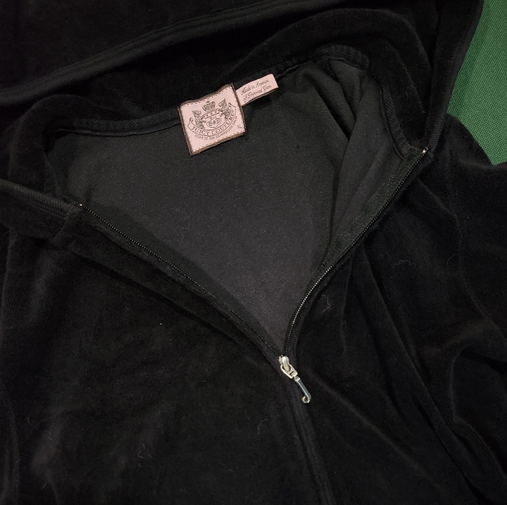 Y2k Juicy Couture Terry Cloth Track Suit Set Embellished Logo Black - Picture 4 of 6